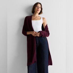 Quince Mongolian Cashmere Duster Cardigan Color Burgundy Size Small